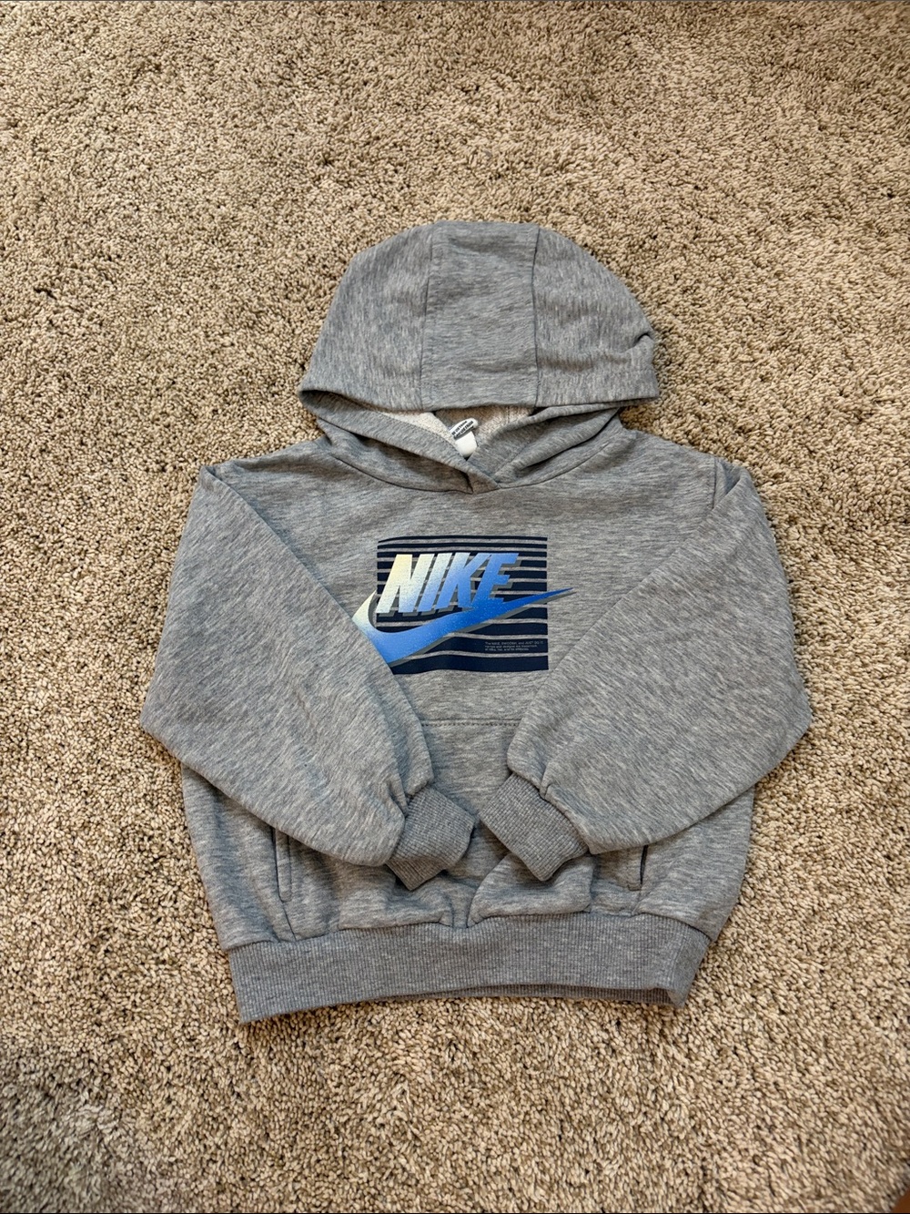 Nike Gray Kids Hoodie with Blue Logo